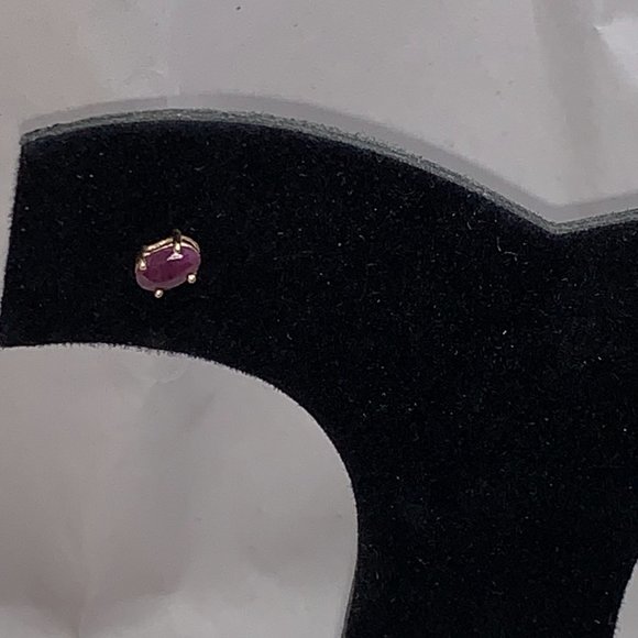 14K 5x3 Oval Natural Ruby Post Earrings - Picture 5 of 12